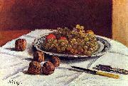 Alfred Sisley Stilleben, Trauben und Nusse oil painting